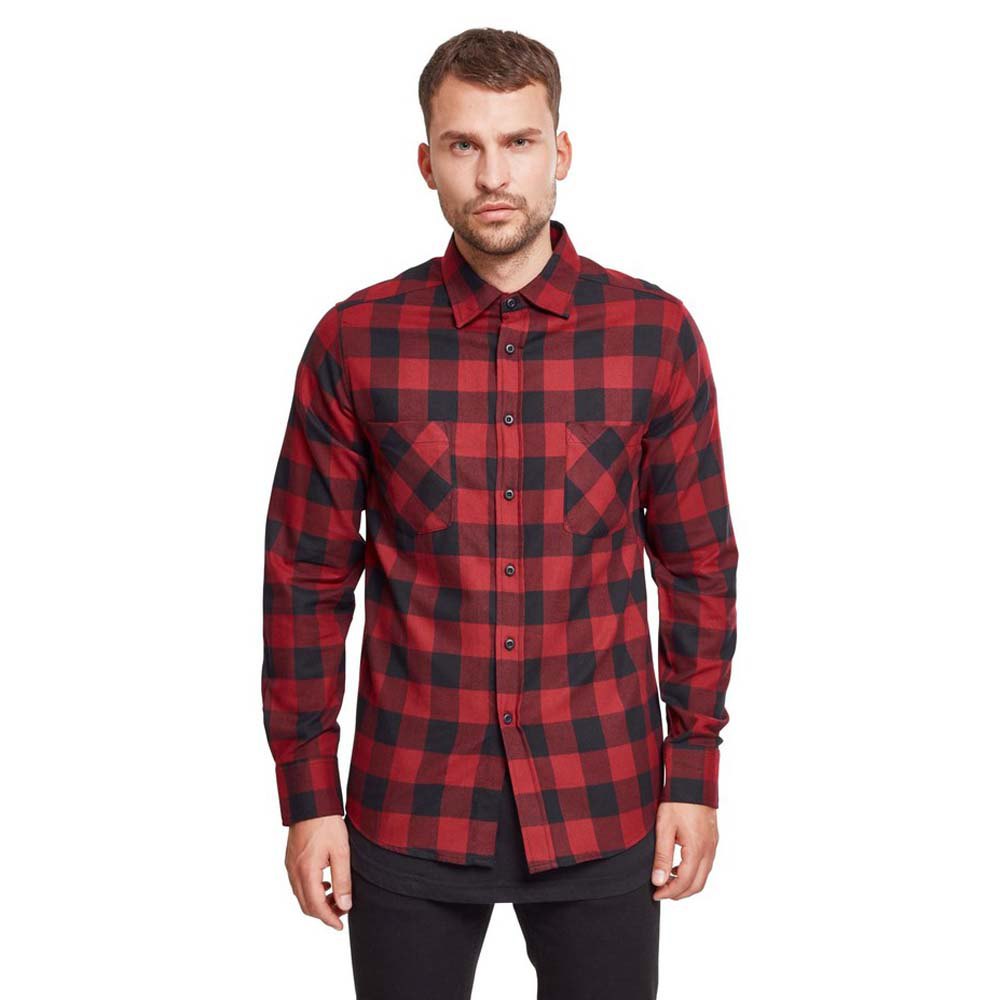 Рубашка с длинным рукавом Urban Classics Checked, красный рубашка с длинным рукавом urban classics oversized check красный