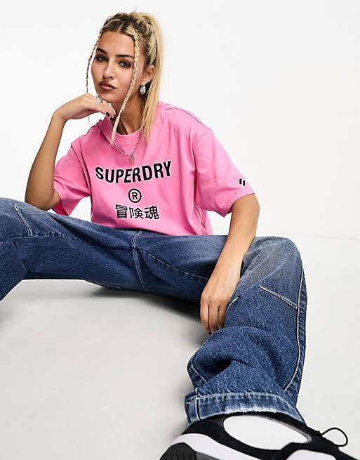 

Розовая спортивная футболка Superdry Code Core