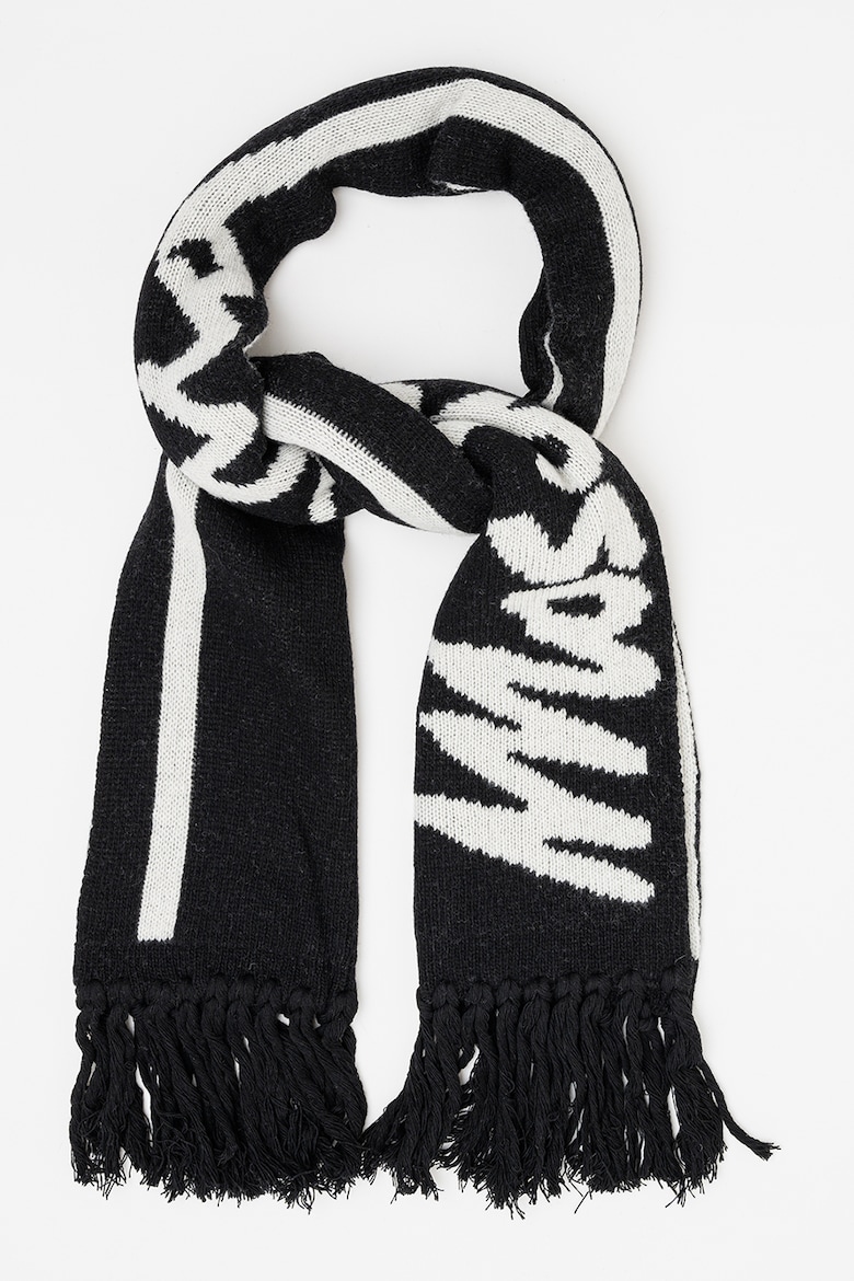 Шерстяной шарф с логотипом Moschino, черный
