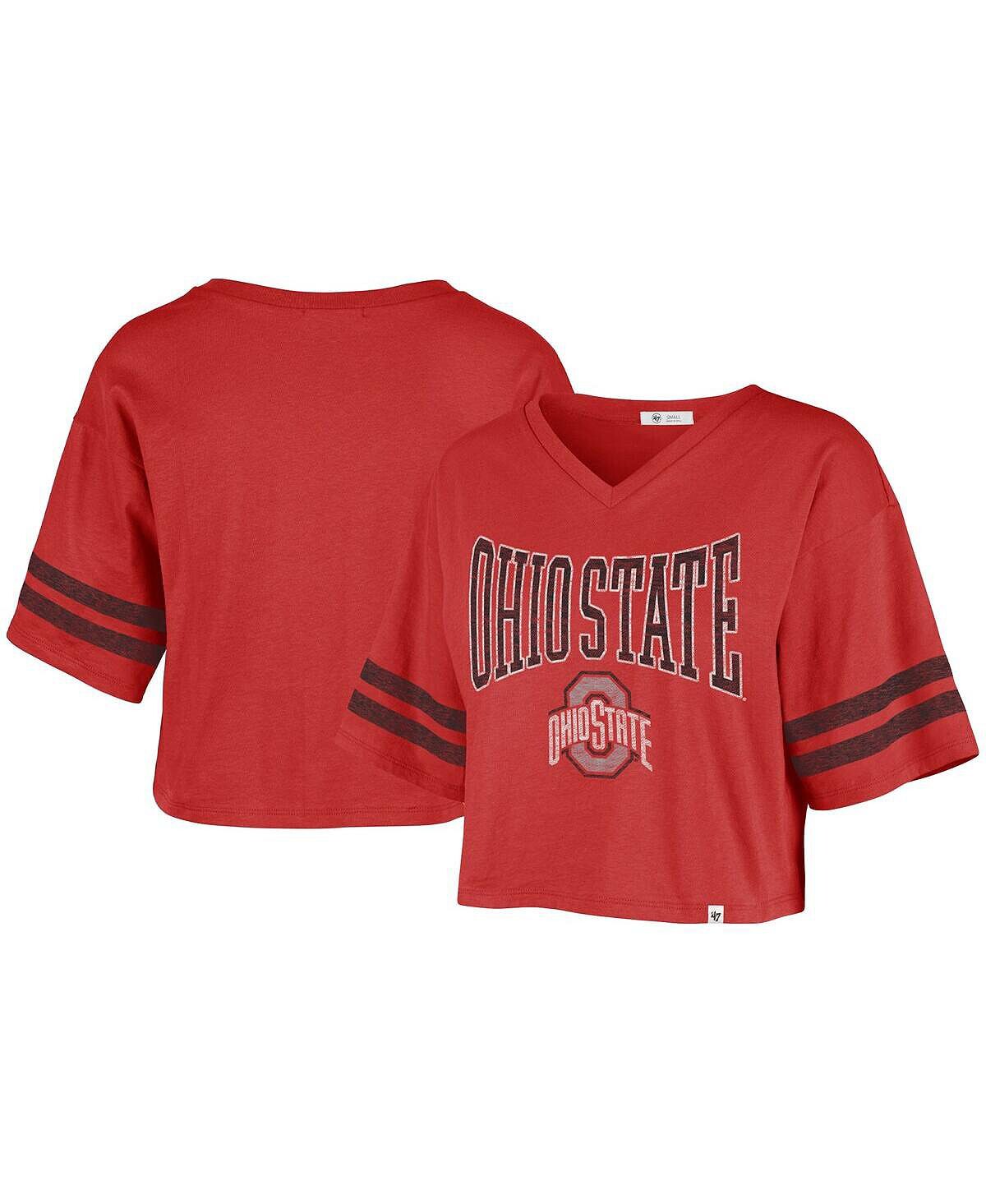 

Женский укороченный топ Scarlet Ohio State Buckeyes Fanfare Sport с v-образным вырезом '47 Brand