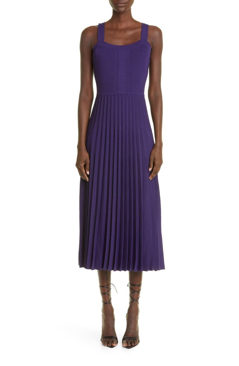 

Плиссированное платье-свитер миди с квадратным вырезом JASON WU COLLECTION