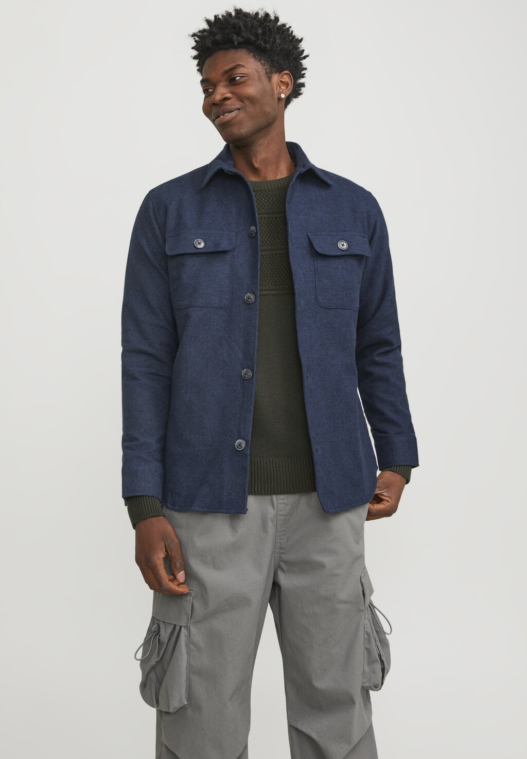 

Рубашка OVER MELANGE Jack & Jones, темно-синий пиджак
