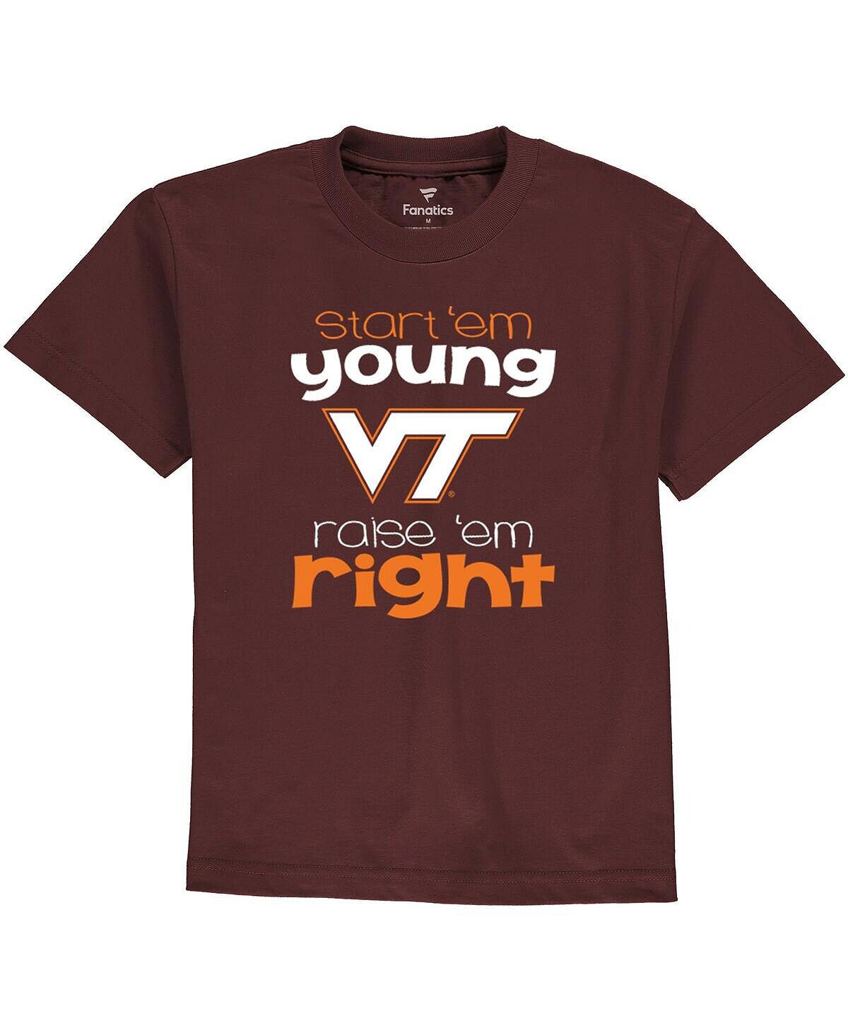 

Футболка Maroon Virginia Tech Hokies Start Em Young для мальчиков и девочек с логотипом для малышей Fanatics