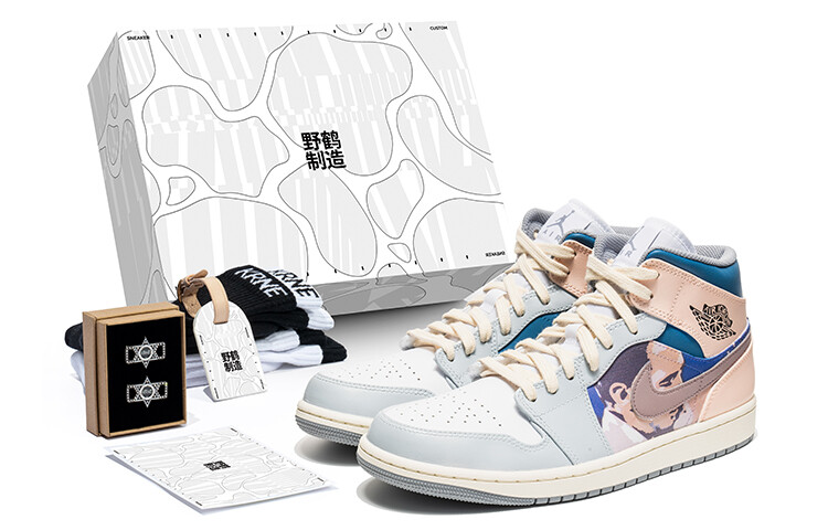 

Кроссовки Vintage Jordan Air Jordan 1, персиковый/голубой, Синий, Кроссовки Vintage Jordan Air Jordan 1, персиковый/голубой