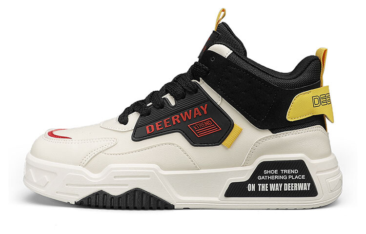 

Кроссовки DEERWAY Skateboarding Shoes Men Mid-top Beige, бежевый/черный