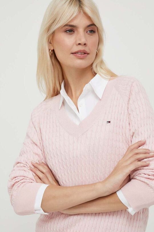

Хлопковый свитер Tommy Hilfiger, розовый