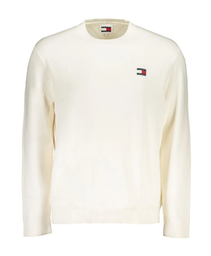 

Хлопковый свитер с круглым вырезом и вышитым логотипом Tommy Hilfiger, белый