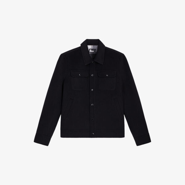

Двусторонняя рубашка из смесовой шерсти с классическим воротником The Kooples, черный