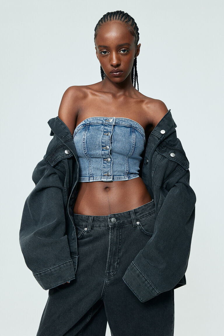 

Джинсовый топ-бюстье H&M, синий