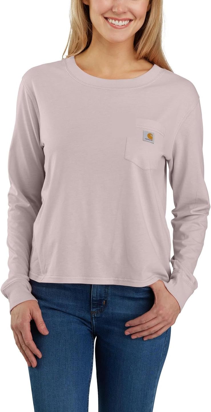 Легкая футболка свободного кроя с длинными рукавами и карманами и круглым вырезом Carhartt, цвет Mink
