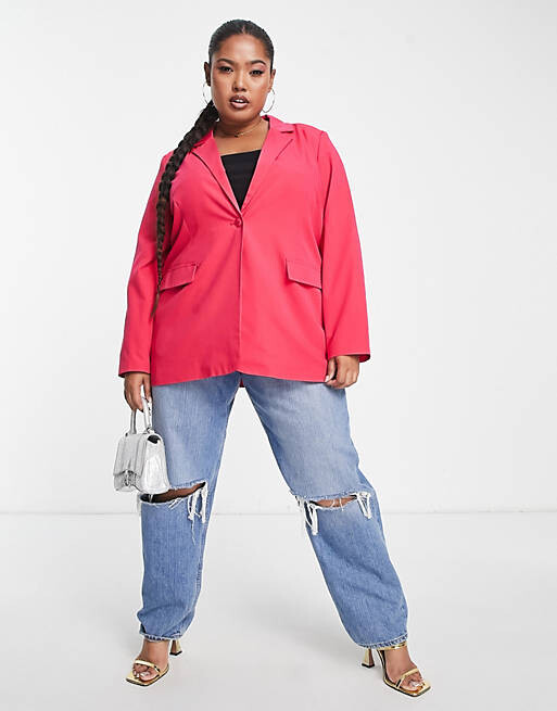 

Розовый пиджак строгого кроя Vero Moda Curve
