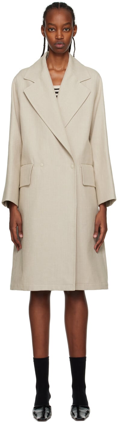 

Бежевое пальто из мескаля Max Mara, Бежевый
