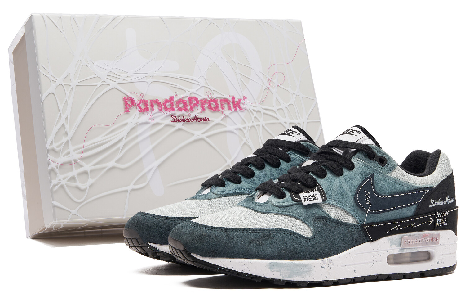 

Кроссовки Nike Air Max 1 Lifestyle Shoes Men Low-top Blue/black/white, синий/черный