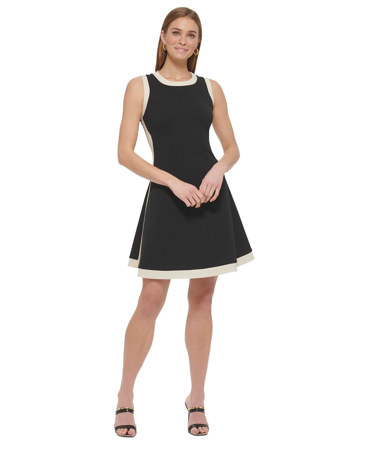 Женское расклешенное мини-платье с цветными блоками DKNY