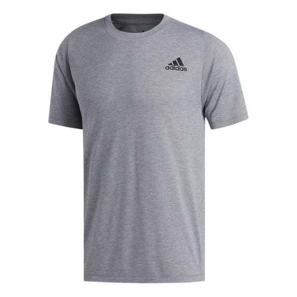 цена Футболка adidas Solid Color Logo Round Neck Sports Short Sleeve Gray, мультиколор