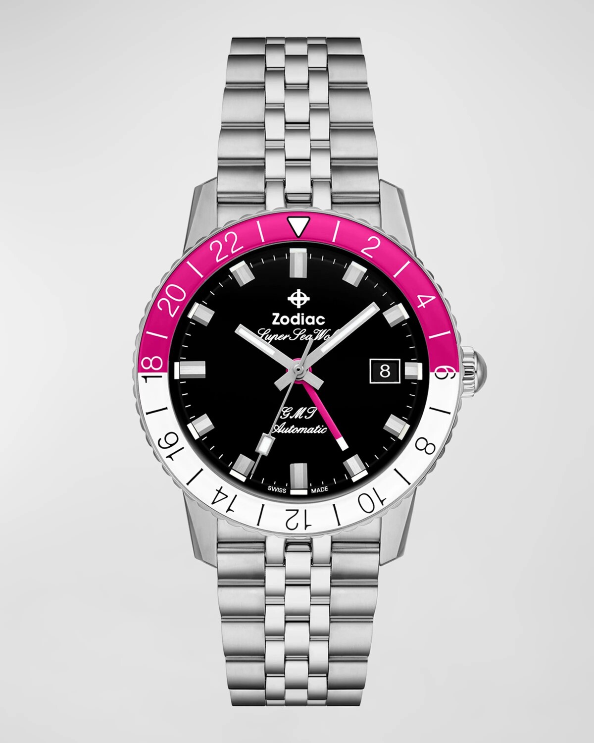 

Мужские автоматические часы-браслет Super Sea Wolf GMT, 40 мм ZODIAC, цвет Silver