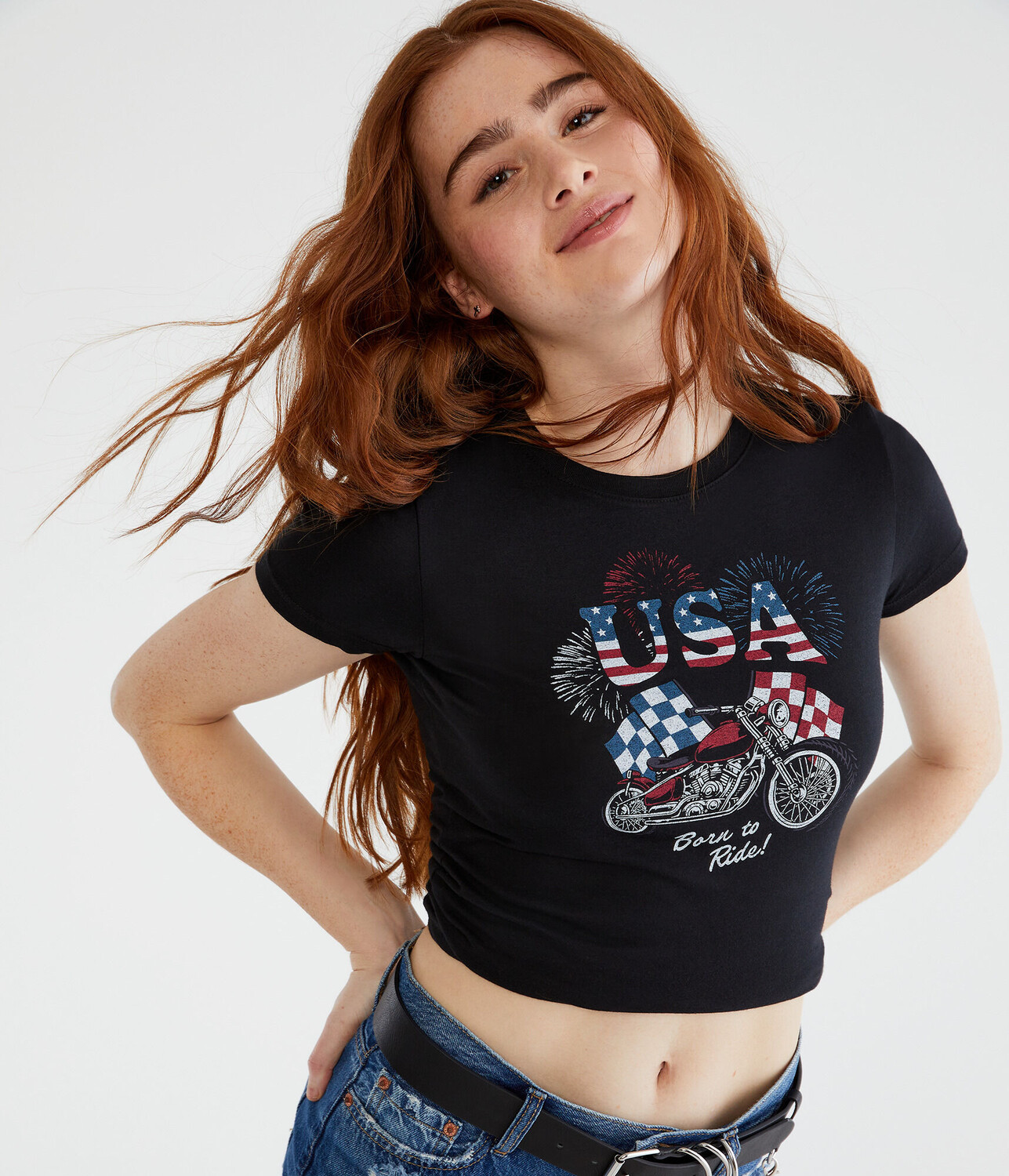

Футболка с графическим рисунком Born To Ride Motorcycle Aeropostale, черный