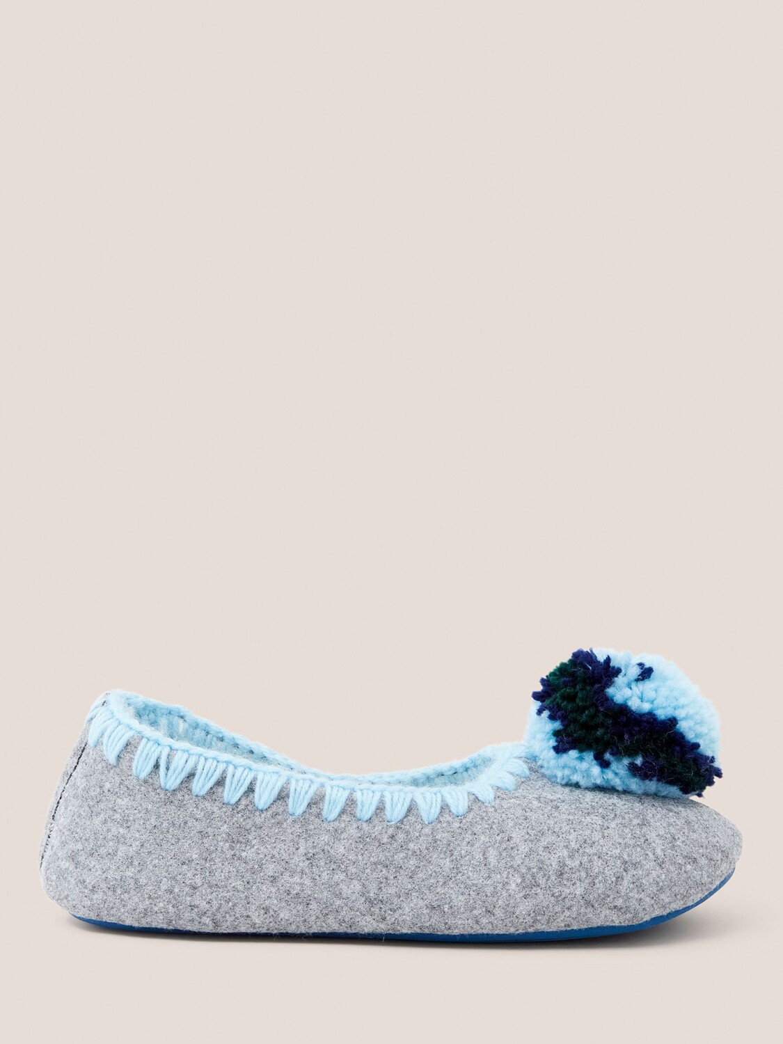 

Балетные тапочки из фетра с помпонами White Stuff, средне-серый