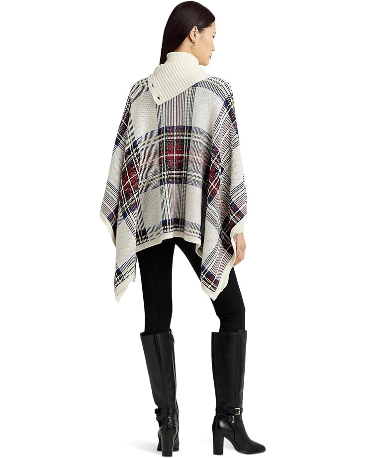 

Свитер LAUREN Ralph Lauren Checked Plaid Wool-Blend Poncho, мульти