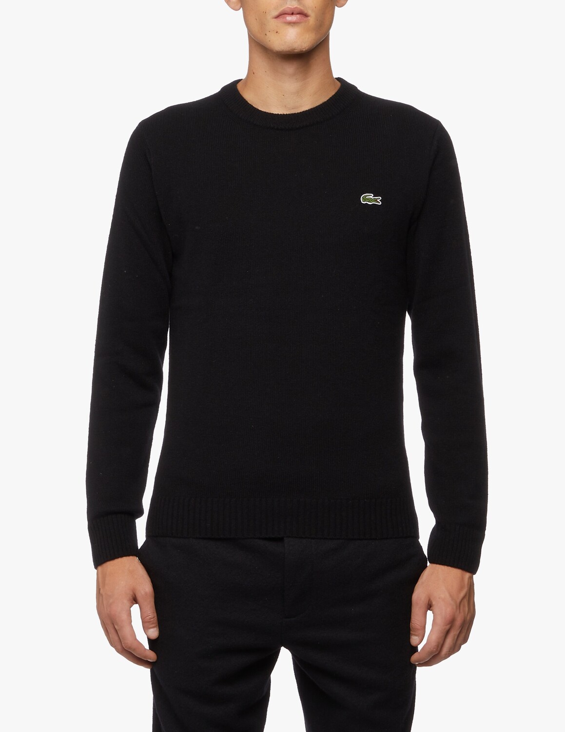 

Шерстяной джемпер с круглым вырезом Lacoste, черный