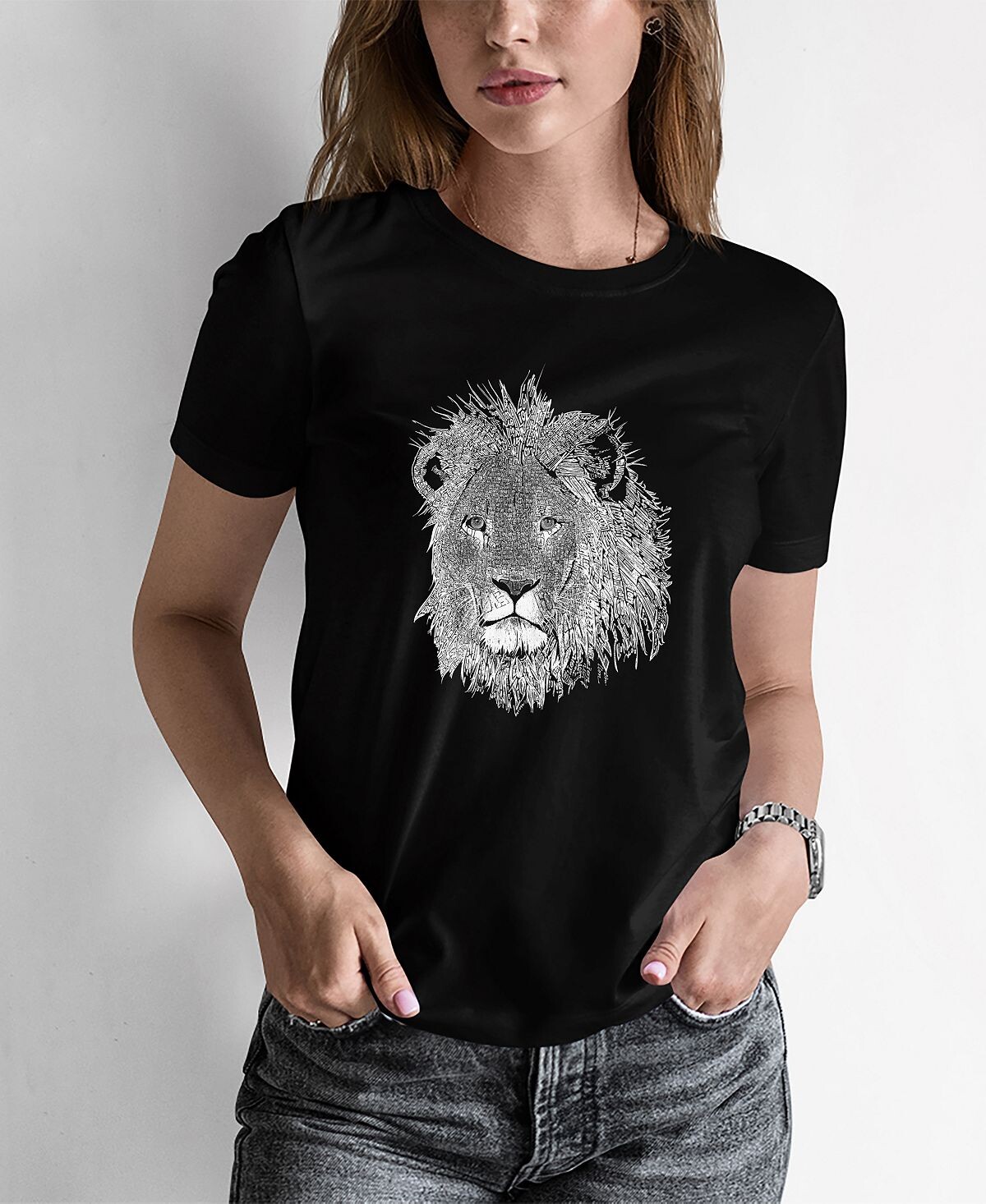 

Женская футболка с надписью Word Art Lion LA Pop Art, черный