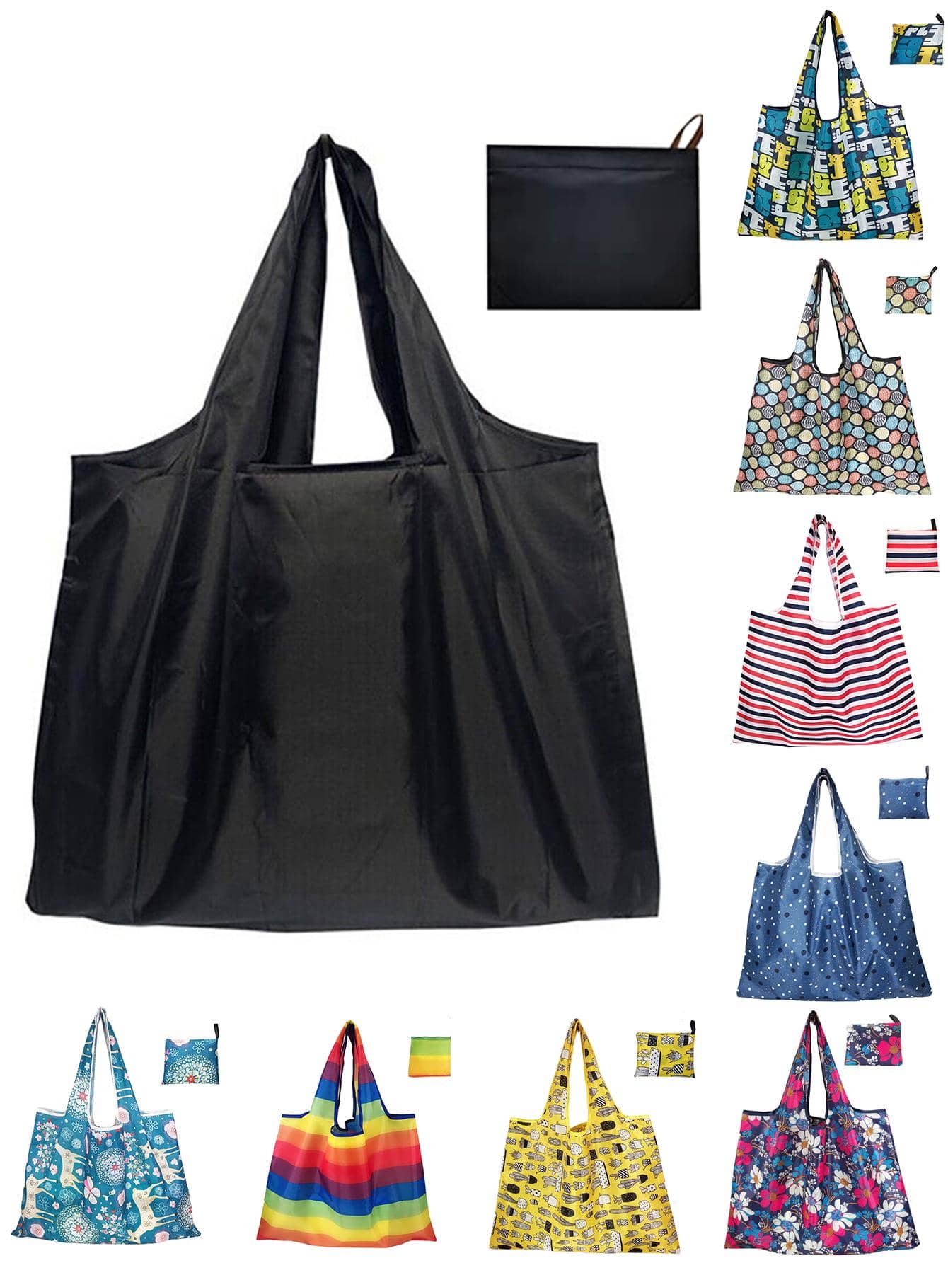 Модная складная сумка для покупок с модным принтом, черный сумка тоут женская многоразовая складная для покупок