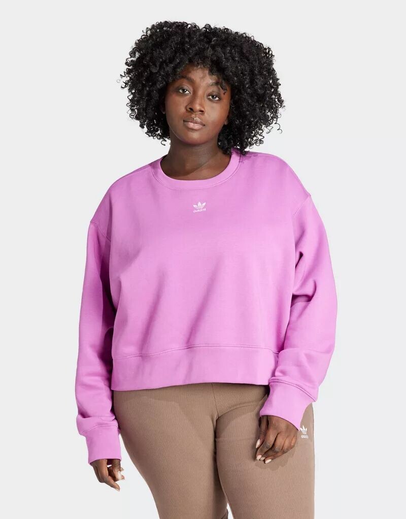 

Adidas Plus Size Фиолетовый свитшот с круглым вырезом Adicolor Essentials Plus Size adidas Originals, Розовый