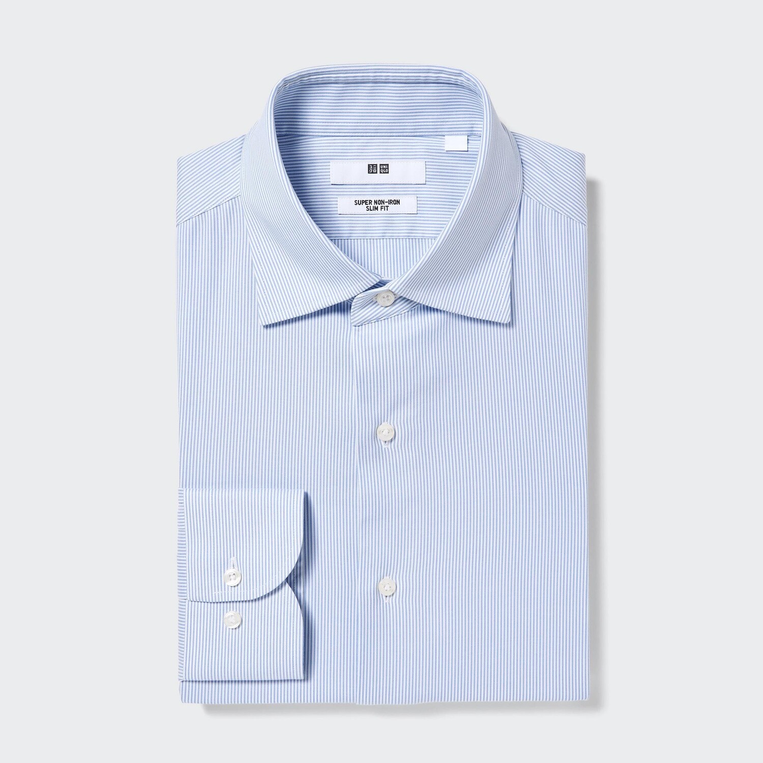 

Рубашка UNIQLO Non-iron узкого кроя в полоску, синий