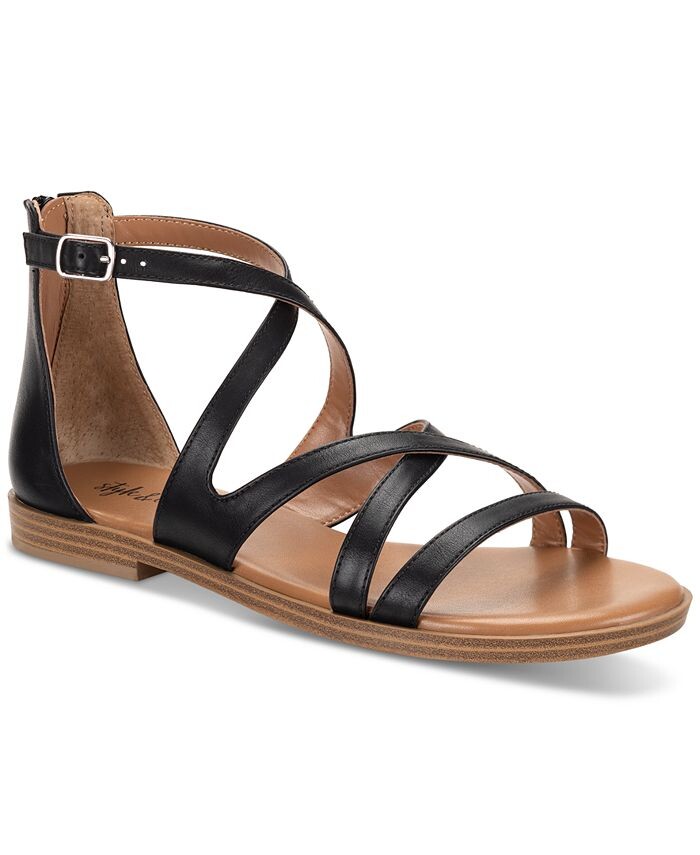 

Сандалии Shannaa Gladiator на плоской подошве Style & Co, черный