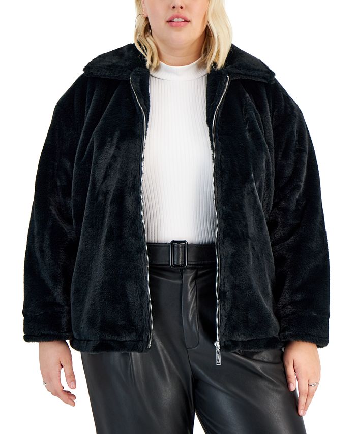 Модное подростковое пальто больших размеров из искусственного меха Jou Jou, черный домашняя одежда bebe jou халатик мышки
