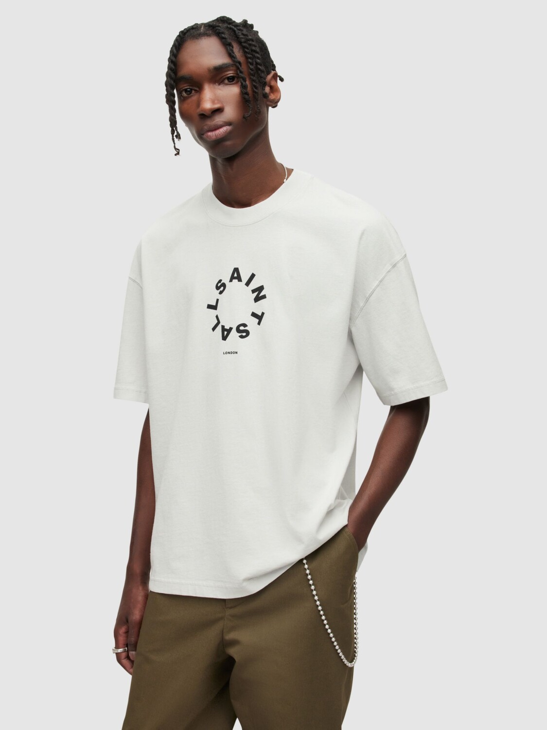 

Футболка AllSaints Tierra с круглым вырезом, холодный серый