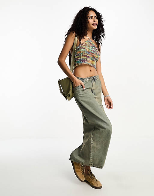 

Вязаный топ с открытыми бретелями Reclaimed Vintage Festival Space Dynas