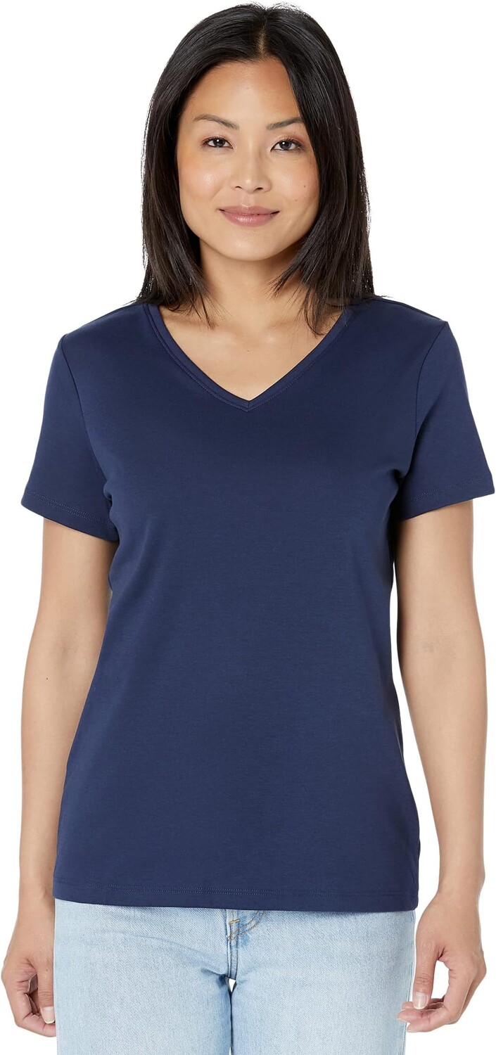 

Футболка с короткими рукавами и V-образным вырезом Pima Tops L.L.Bean, цвет Raven Blue