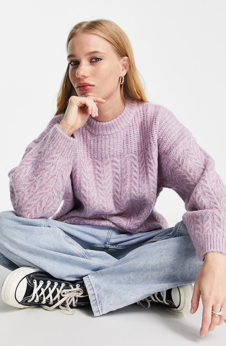 

Свитер со смешанной вязкой TOPSHOP, сиреневый