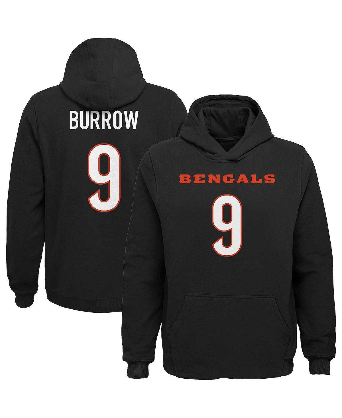 

Черная толстовка с капюшоном Big Boys Joe Burrow Cincinnati Bengals Mainliner с именем и номером игрока Outerstuff