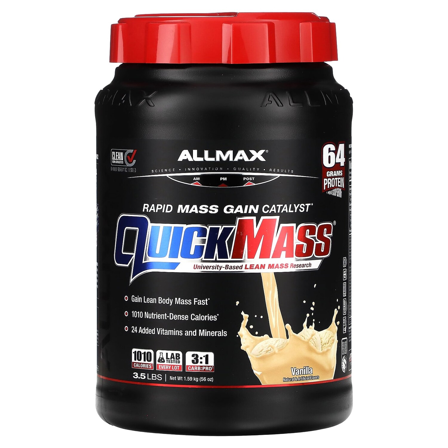 

Quick Mass, катализатор для быстрого набора массы, ваниль, 1,59 кг (3,5 фунта), ALLMAX