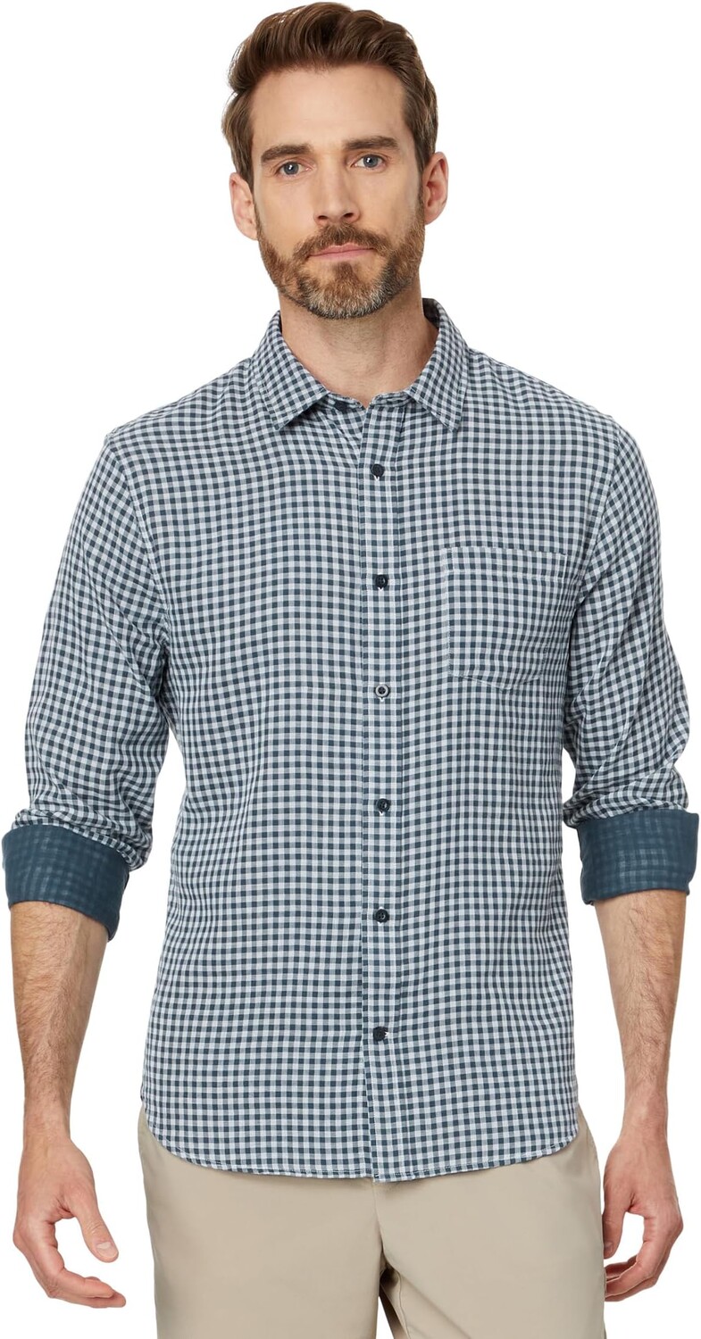 

Лонгслив Vince Mojave Plaid Long Sleeve, цвет Deep Indigo/Optic White