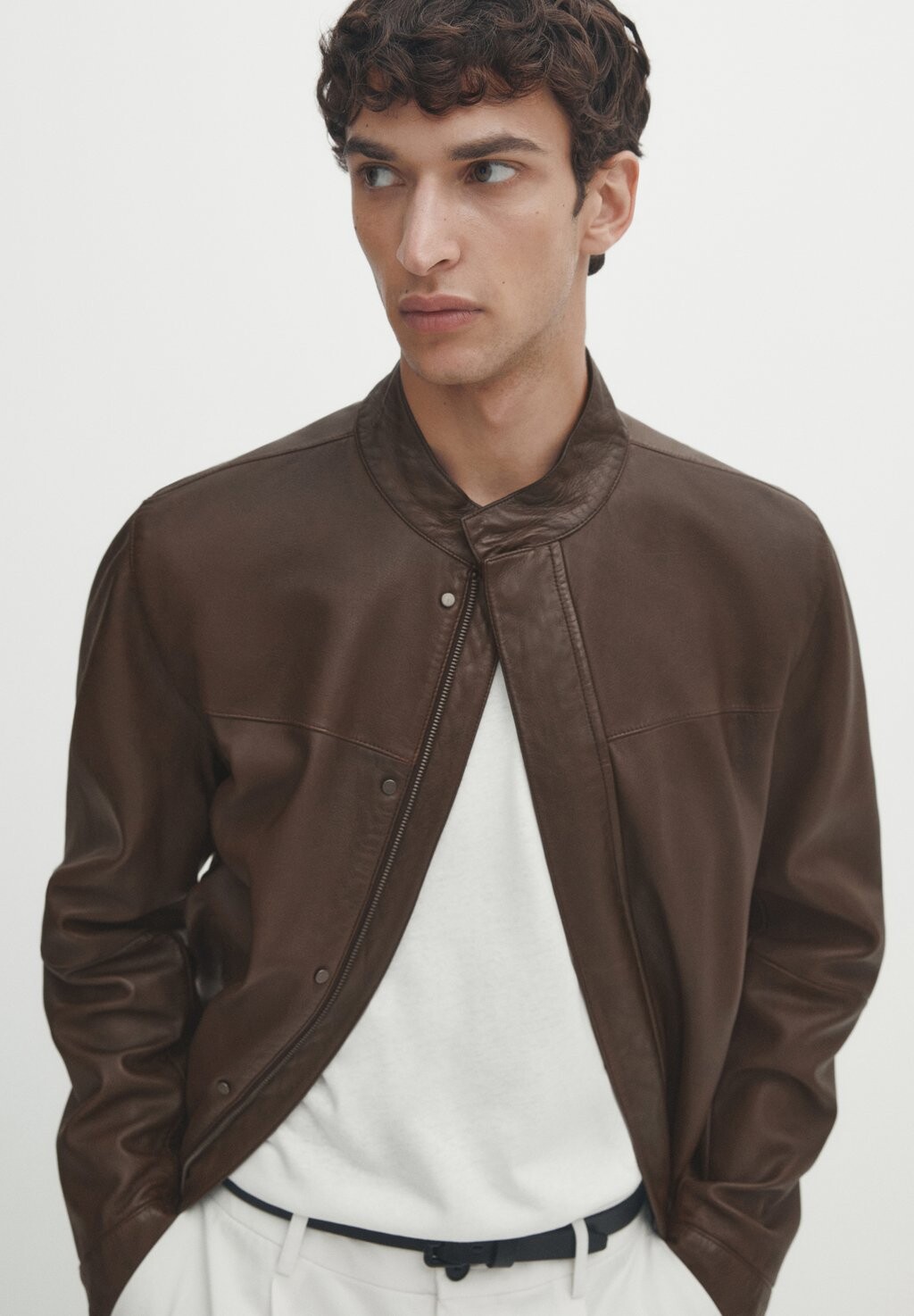 

Кожаная куртка Massimo Dutti, коричневый