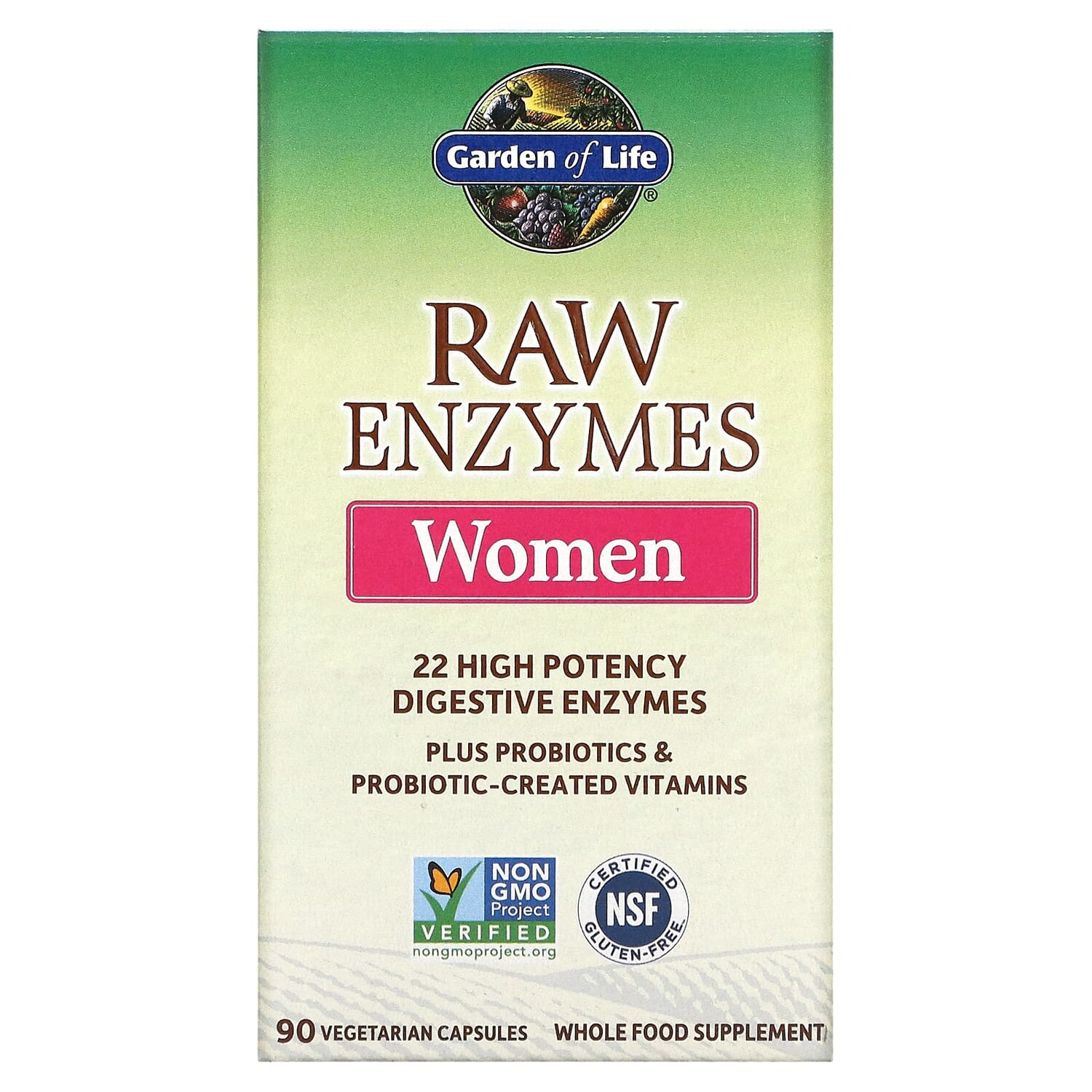 

Ферменты RAW Enzymes для женщин, 90 вегетарианских капсул, Garden of Life