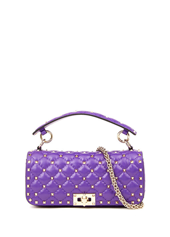 

Rockstud spike фиолетовая женская кожаная сумка через плечо Valentino Garavani