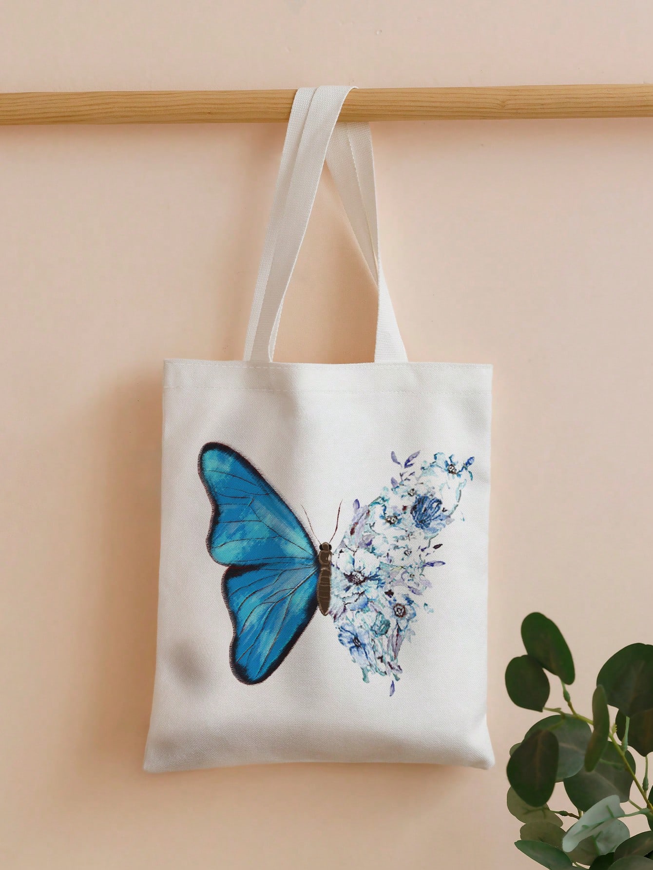 Сумка-шоппер с цветочным принтом и бабочкой, многоцветный сумка шоппер с цветочным принтом черный