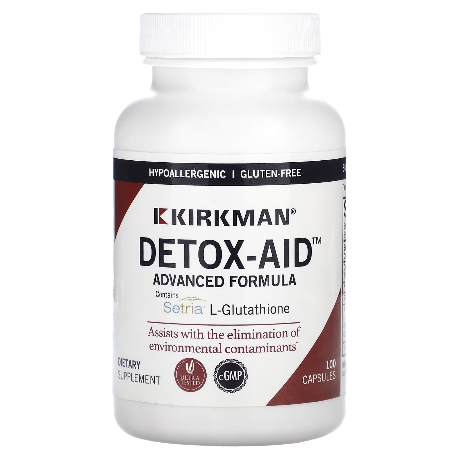 Пищевая добавка Kirkman Labs Detox-Aid Advanced Formula без гютена, 100 капсул