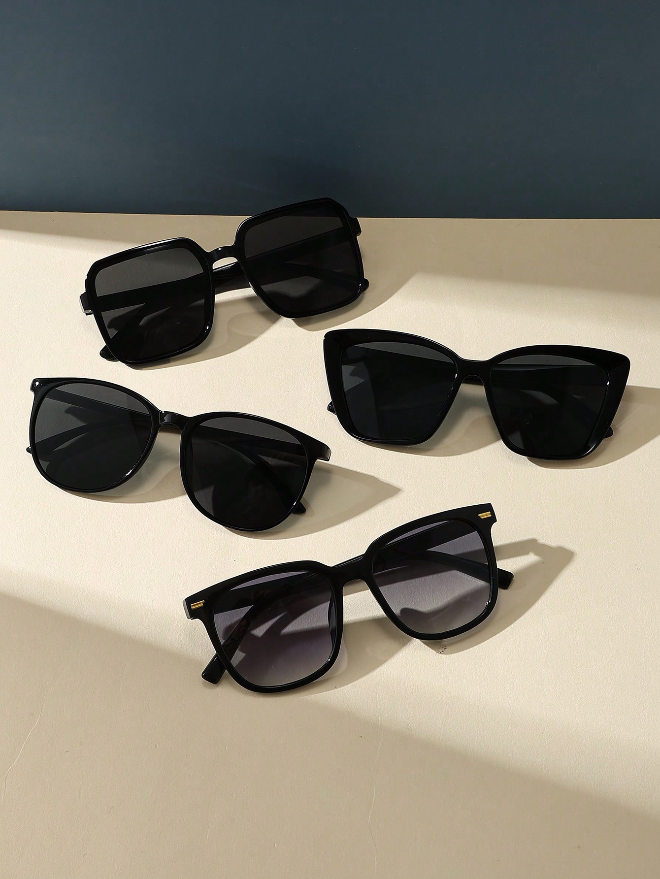 4шт винтажные квадратные солнцезащитные очки в большой оправе унисекс пластиковые классические декоративные очки