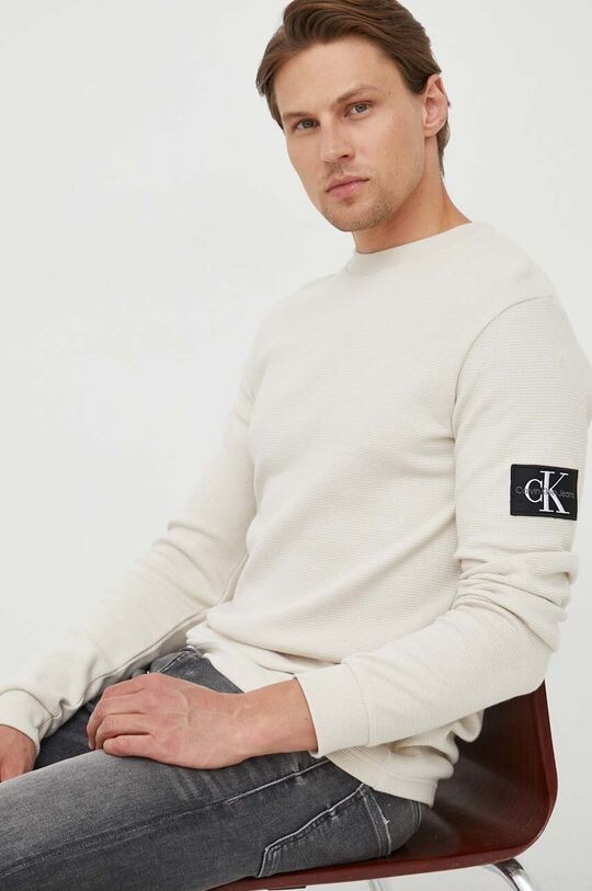 

Хлопковая толстовка Calvin Klein Jeans, бежевый