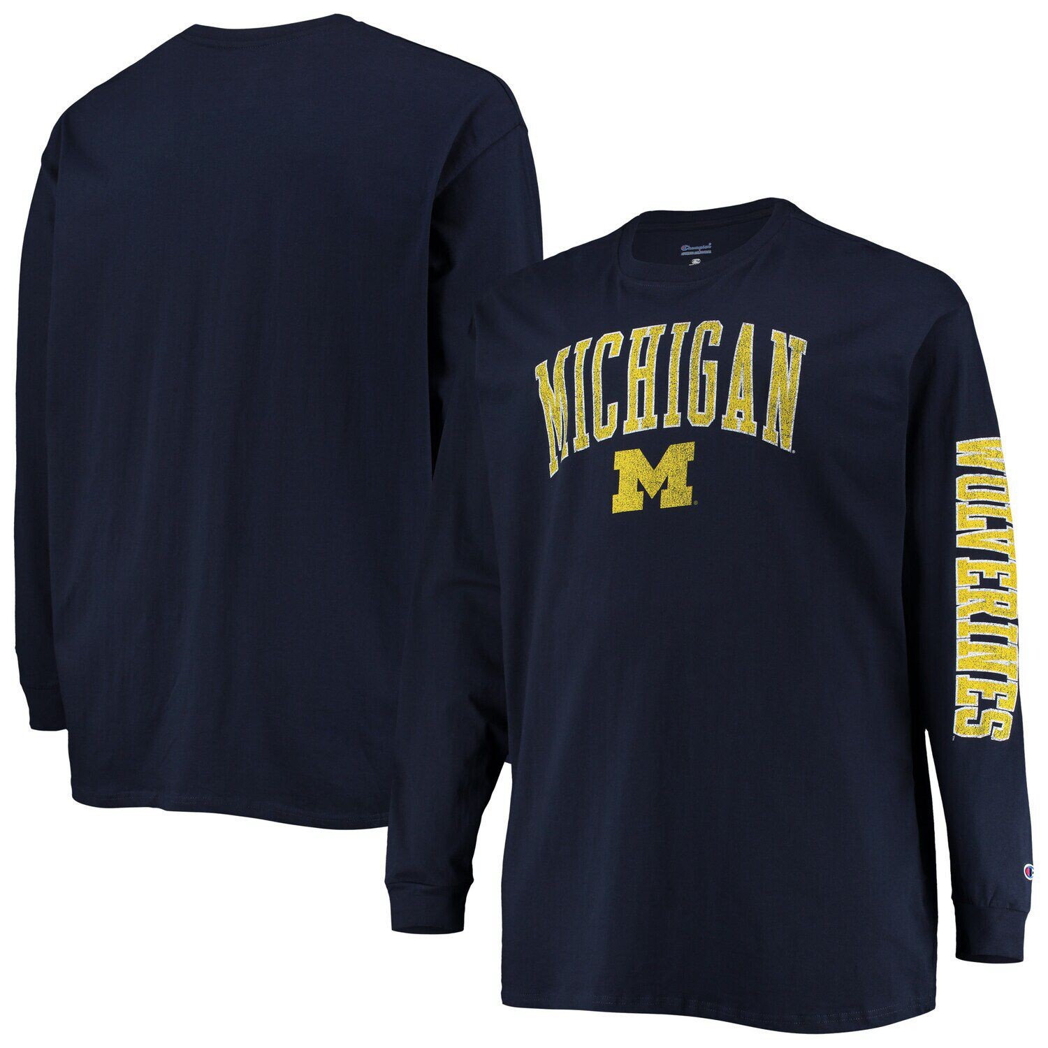 

Мужская темно-синяя футболка с длинным рукавом Michigan Wolverines Big & Tall 2-Hit Champion, Синий