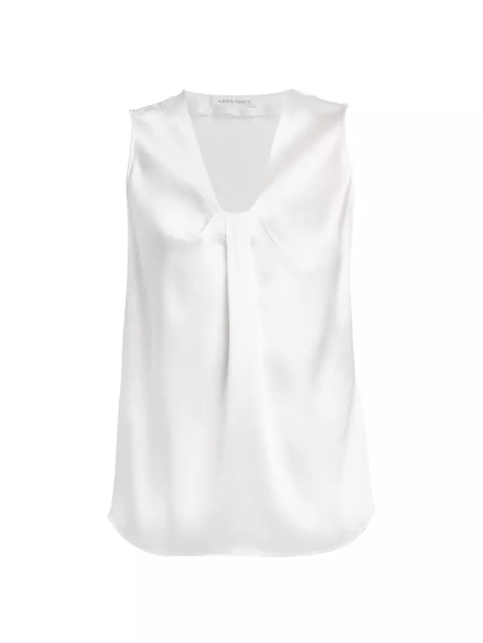 Атласная блузка без рукавов Alberta Ferretti, белый блуза от alberta ferretti