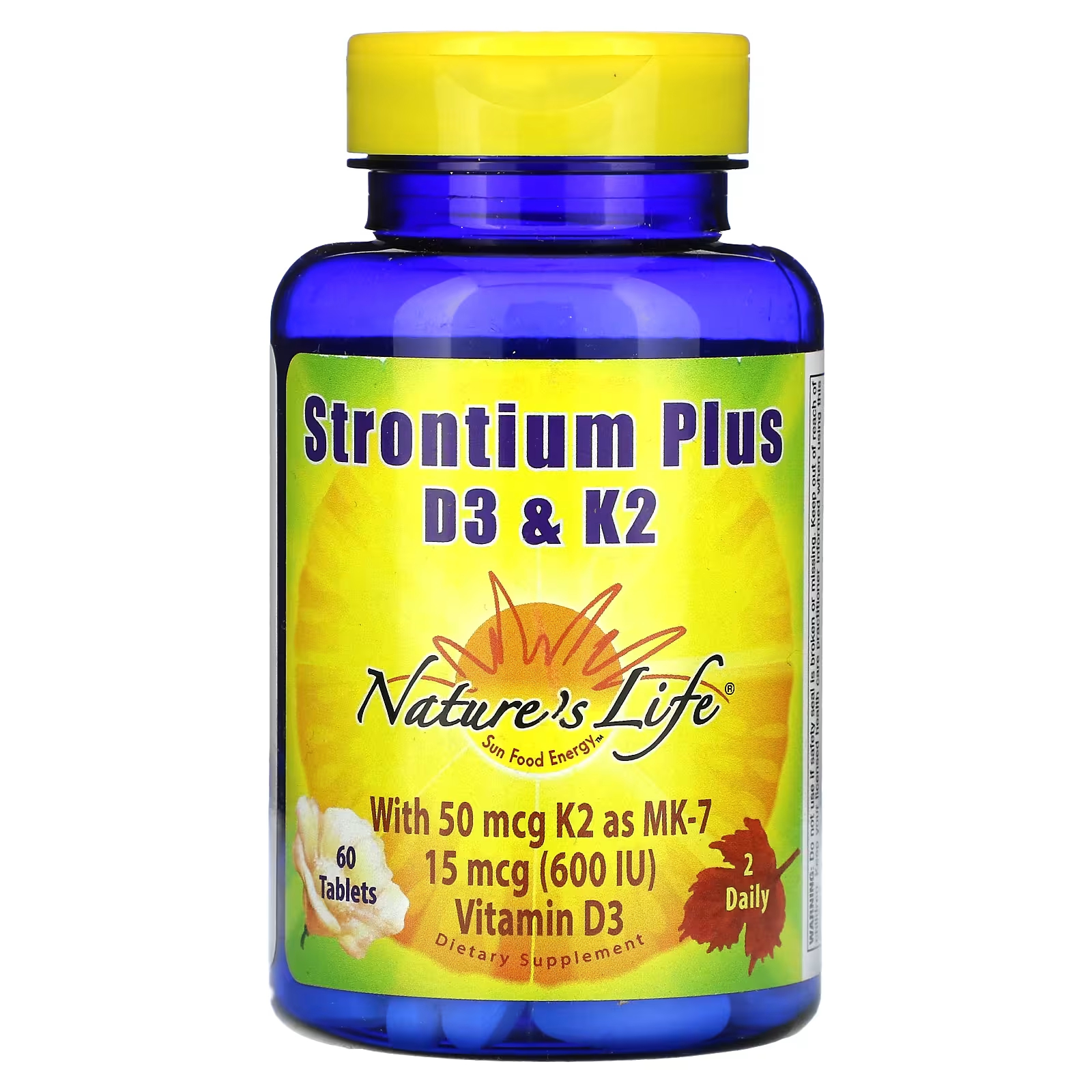 Пищевая добавка Nature's Life Strontium Plus D3 и K2, 60 таблеток