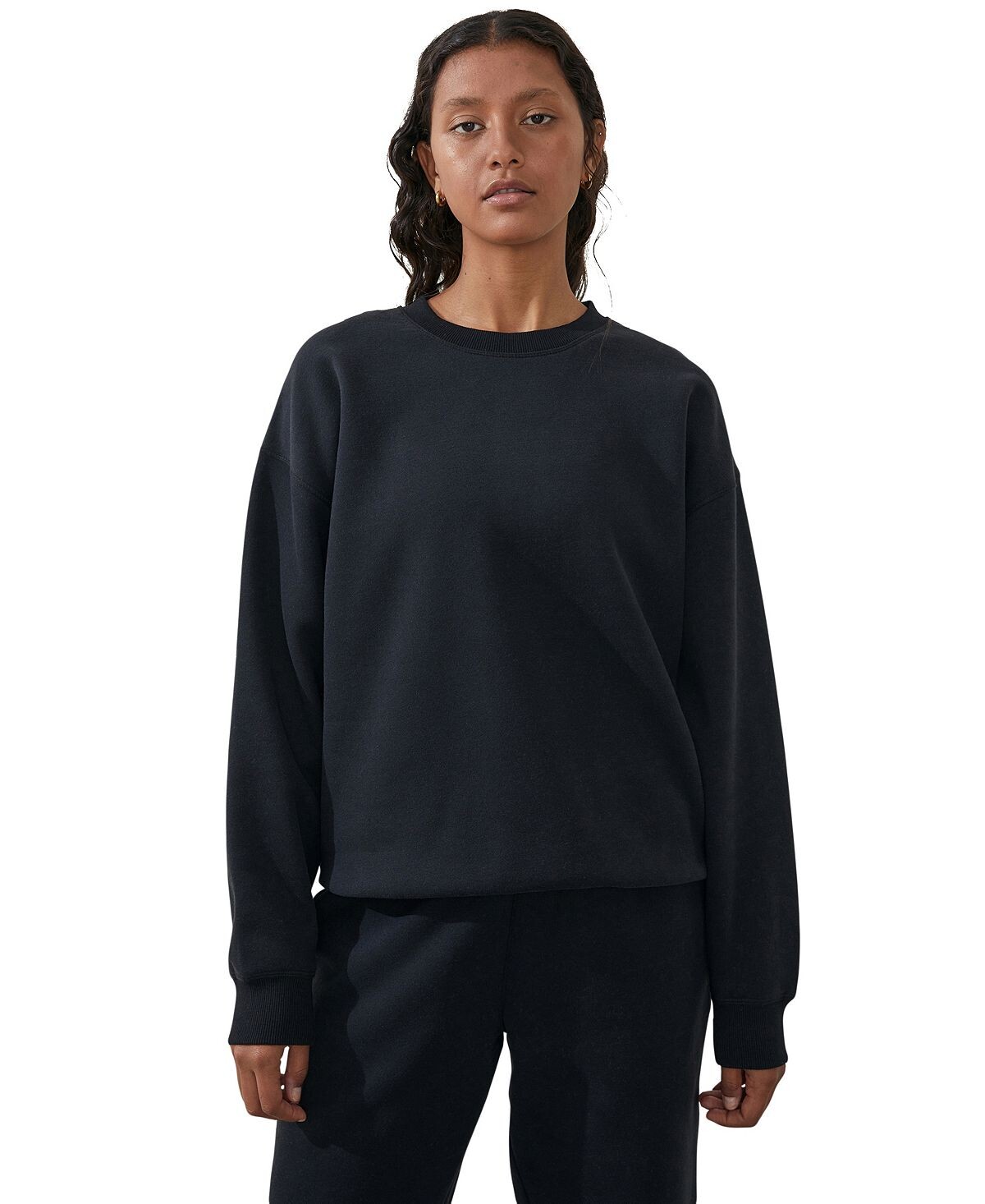 

Женский плюшевый свитер с круглым вырезом Essential COTTON ON, черный