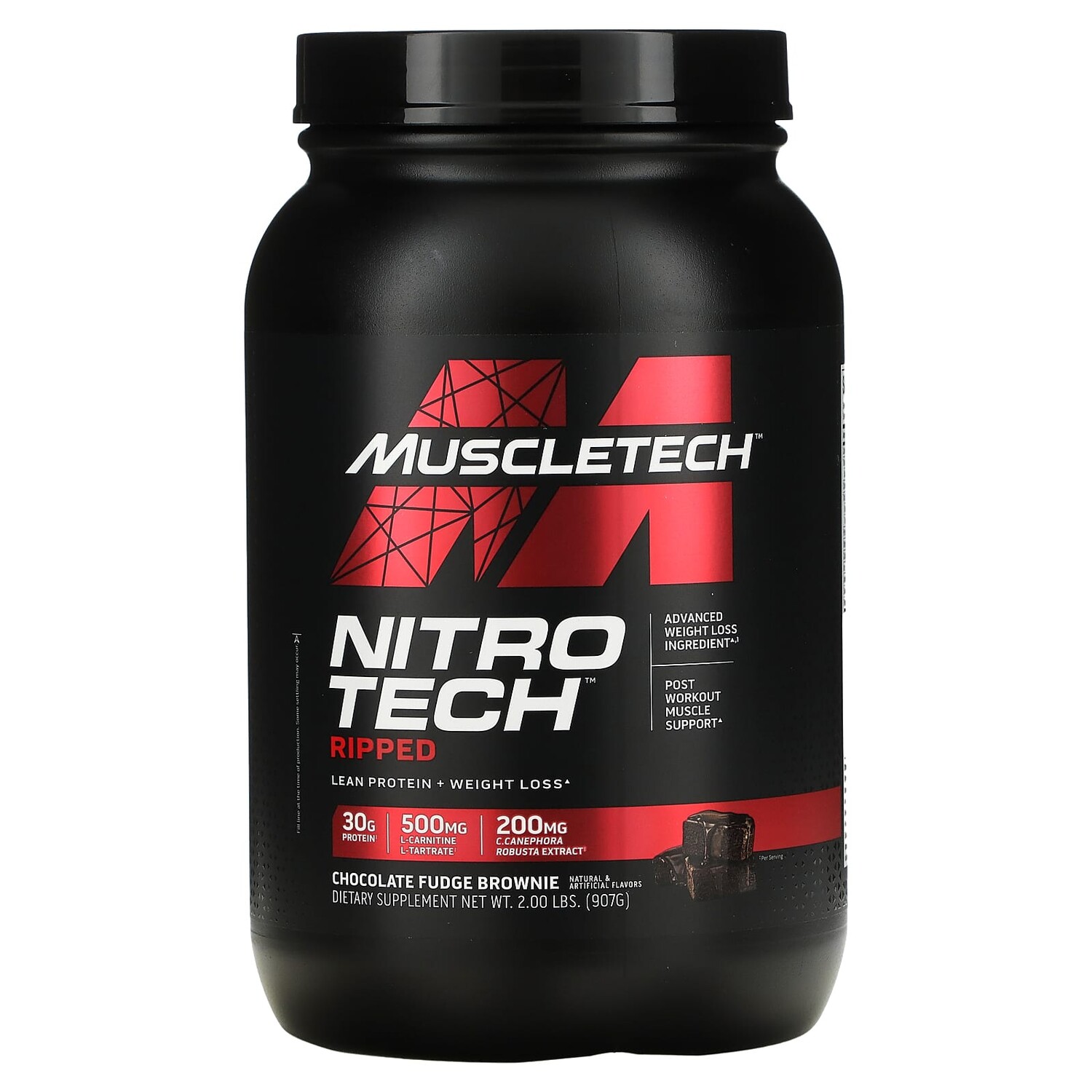 

Nitro Tech Ripped, чистый протеин + формула для похудения, со вкусом брауни с шоколадной помадкой, 907 г (2 фунта), MuscleTech