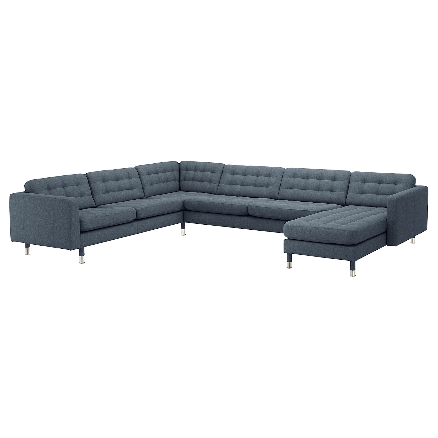 ЛАНДСКРОНА 6-местный угловой диван с диваном/Гуннаред синий/металл LANDSKRONA IKEA
